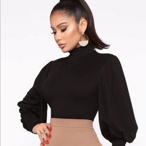 ❌ SOLD FN Black Mock Neck Bodysuit